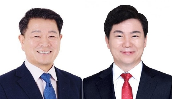 박승원 더불어민주당 시장후보(왼쪽)와 김기남 국민의힘 시장후보